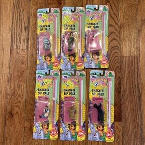 Vintage Wizard of Oz‎ Snack 'N Sip Pals Complete Set Multi Straw Toy Toys 1988